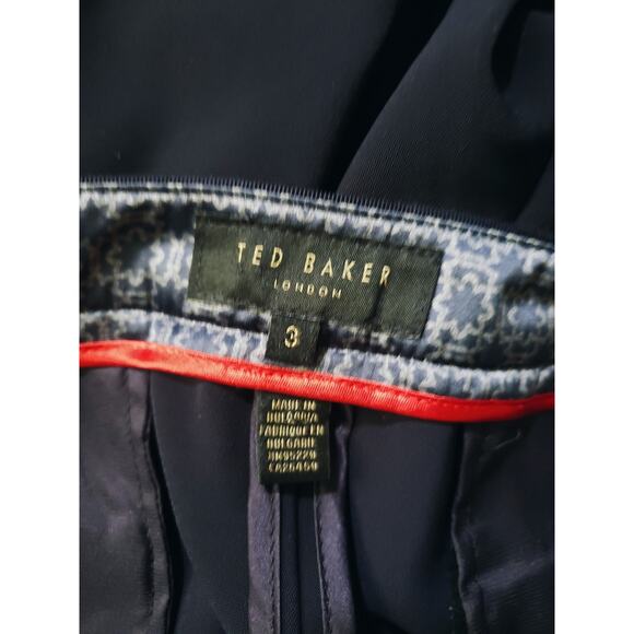 Ted Baker High Rise Flat Front Tapered Leg Trousers Navy Size 3 (US 8) - Picture 9 of 10